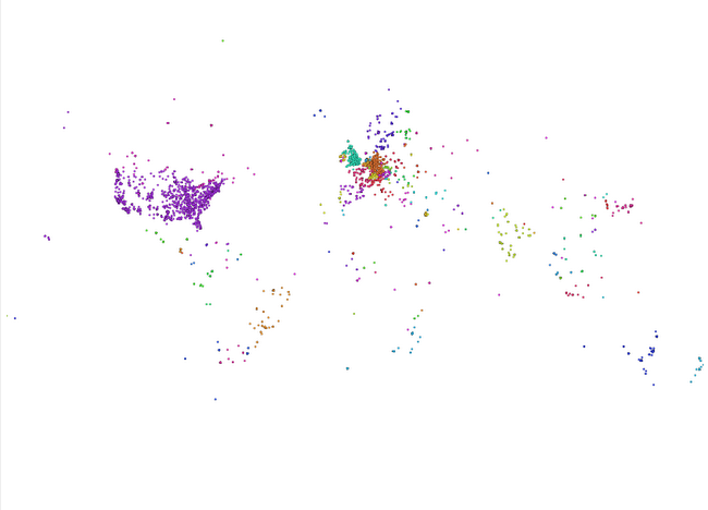  Hermann Schmidt used Gephi Geo Layouter to map his twitter friends
